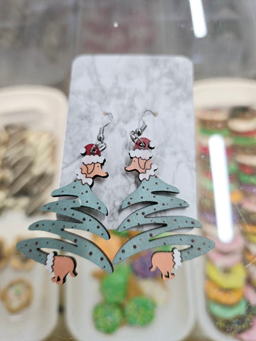 Christmas tree dog earrings