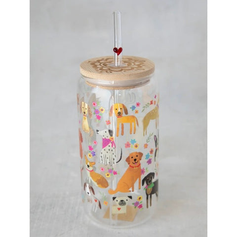 Glass Tumbler with lid and straw