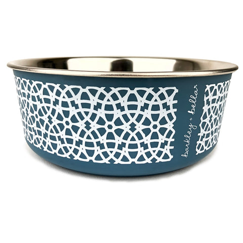 Barkley & Bella Marrakesh Stainless Steel Dog Bowl Grey blue