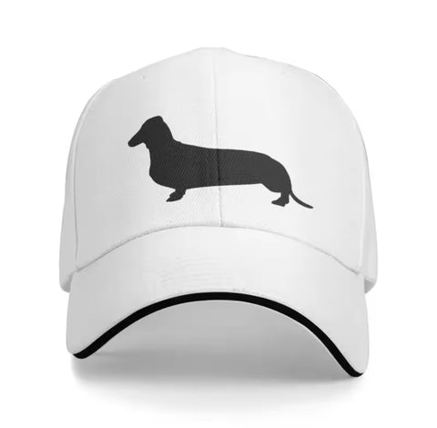 Fashion Dachshund Silhouette Baseball Cap Unisex White