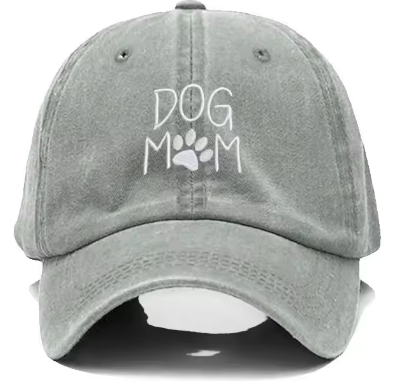 'Dog Mum' Embroidered Adult Hat - Grey