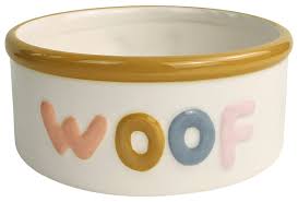 Ceramic Woof Dog Bowl - White